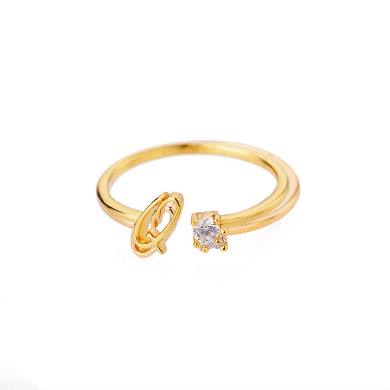 26 Letter Creative Finger Ring Q Gold