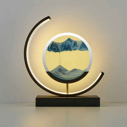 YORYZENG LED Quicksand Art Hourglass Lamp Black Base-Blue