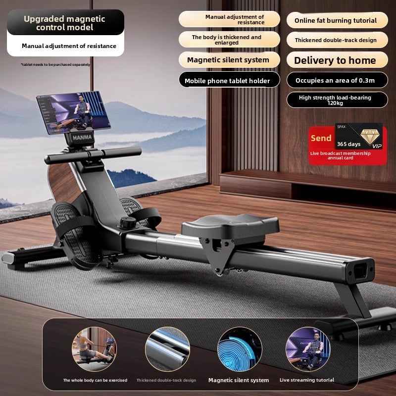 Foldable Smart Rowing Machine with Magnetic Resistance for Home Fitness