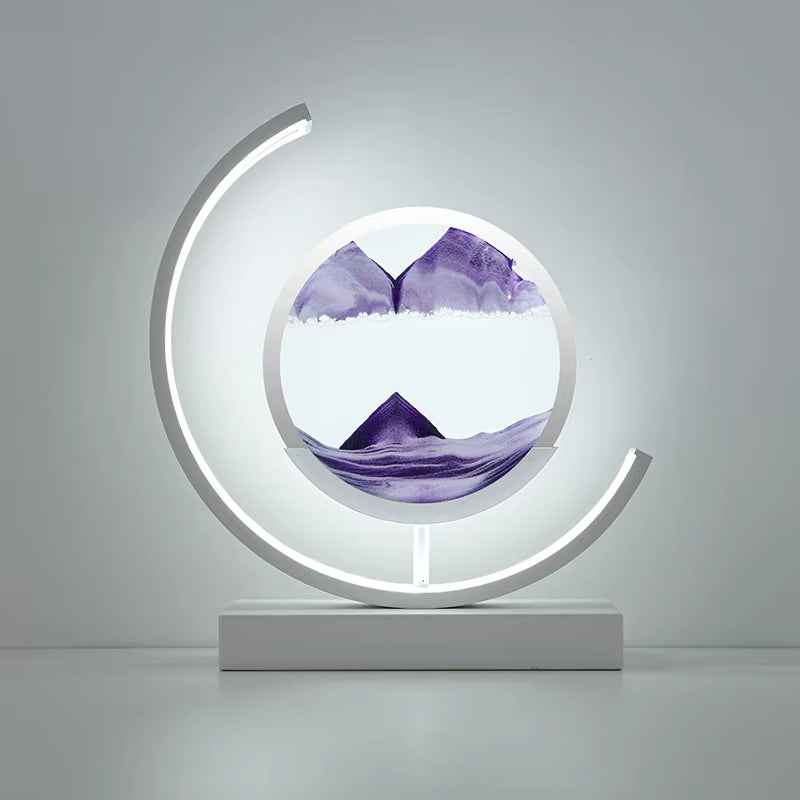 YORYZENG LED Quicksand Art Hourglass Lamp White Base-Purple
