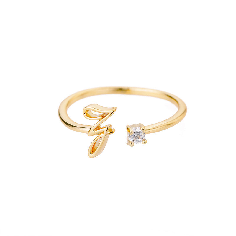26 Letter Creative Finger Ring Z Gold