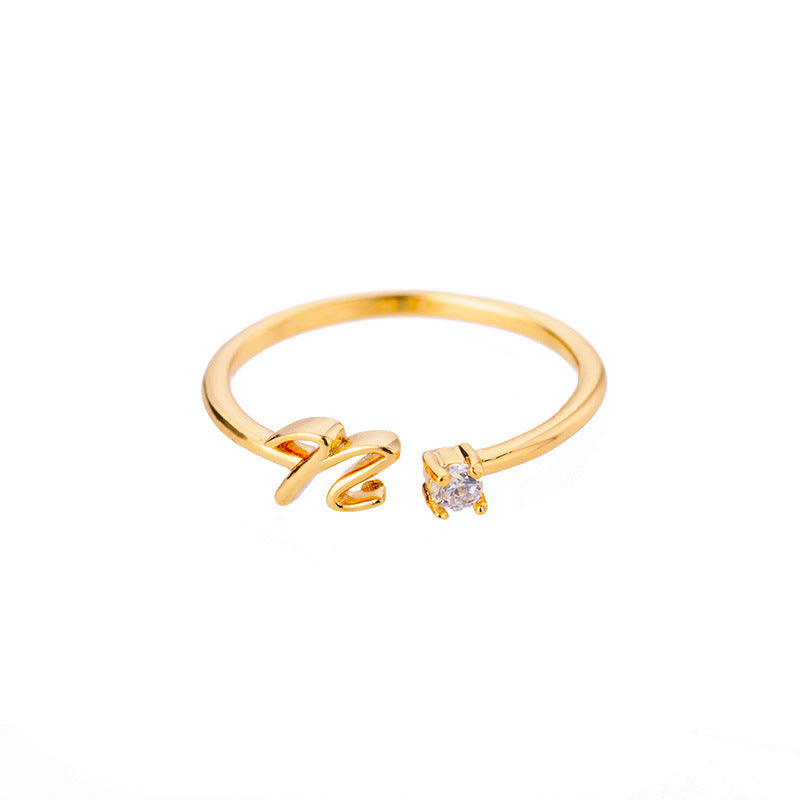 26 Letter Creative Finger Ring N Silver