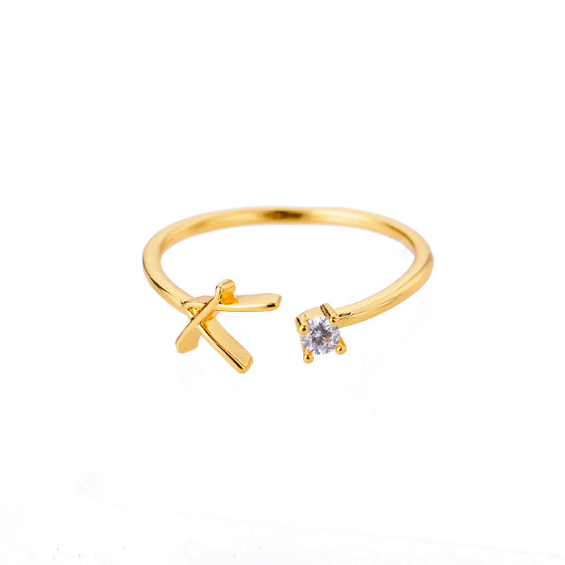 26 Letter Creative Finger Ring K Gold