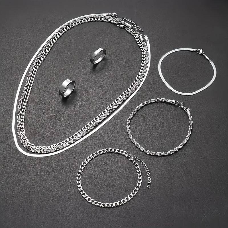 Stainless Steel Necklace and Bracelet Jewelry Set