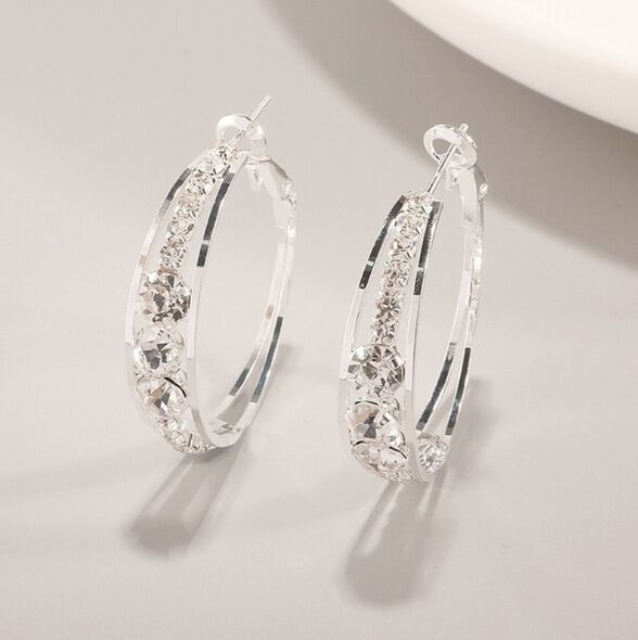Set-in Ladies Earrings Silver