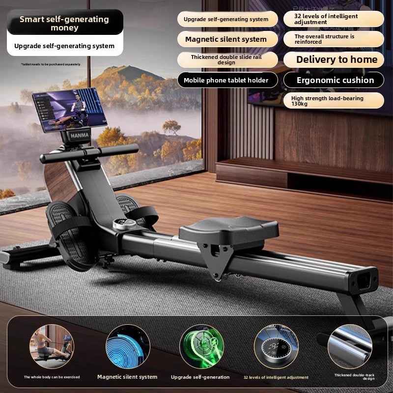 Foldable Smart Rowing Machine with Magnetic Resistance for Home Fitness