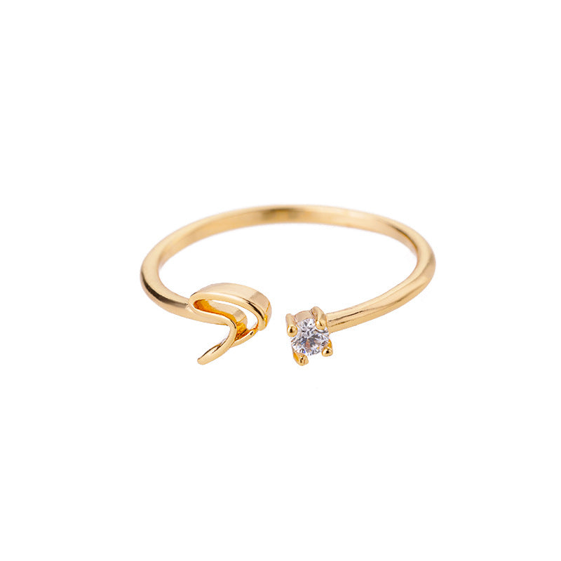 26 Letter Creative Finger Ring S Gold