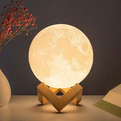 Moon Lamp with Stand - Battery Operated Starry Night Light for Bedroom Decor, Ideal Gift for Kids and Christmas