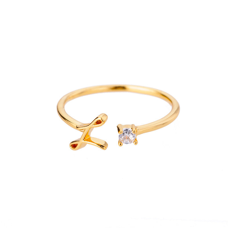 26 Letter Creative Finger Ring L Gold